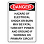 Portrait OSHA DANGER Hazard Of Electrical Shock Or Sign ODEP-30036