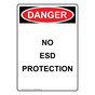 Portrait OSHA DANGER Warning No ESD Protection Sign ODEP-30125