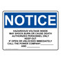 OSHA NOTICE Hazardous Voltage Inside May Shock Burn Sign ONE-30037