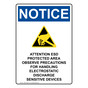 Portrait OSHA NOTICE Attention ESD Protected Sign With Symbol ONEP-30254