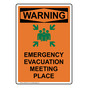 Portrait OSHA WARNING Emergency Evacuation Meeting Place Sign With Symbol OWEP-30317