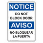 English + Spanish OSHA NOTICE Do Not Block Door Sign ONB-2145