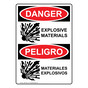 English + Spanish OSHA DANGER Explosive Materials Sign With Symbol ODB-2874