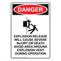 Portrait OSHA DANGER EXPLOSION RELEASE WILL CAUSE INJURY Sign with Symbol ODEP-50441