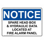 OSHA NOTICE Spare Head Box & Hydraulic Data Located Sign ONE-30705