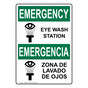English + Spanish OSHA EMERGENCY Eye Wash Station Sign With Symbol OEB-2926