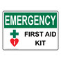OSHA EMERGENCY First Aid Kit Sign With Symbol OEE-30839