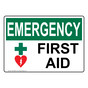 OSHA EMERGENCY First Aid Sign With Symbol OEE-30855