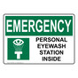 OSHA EMERGENCY Personal Eyewash Station Inside Sign With Symbol