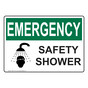 OSHA EMERGENCY Safety Shower Sign With Symbol OEE-5715