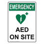 Portrait OSHA EMERGENCY AED On Site Sign With Symbol OEEP-27551