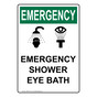 Portrait OSHA EMERGENCY Emergency Shower Eye Bath Sign With Symbol OEEP-2770