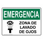 Spanish OSHA EMERGENCY Eye Wash Station Sign With Symbol - OES-2926