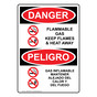 English + Spanish OSHA DANGER Flammable Gas Keep Flame Away Sign With Symbol ODB-3085