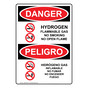 English + Spanish OSHA DANGER Hydrogen Flammable Gas No Smoking Sign With Symbol ODB-3930