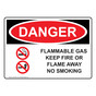 OSHA DANGER Flammable Gas Keep Fire Or Flame Away Sign With Symbol ODE-3070