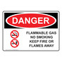 OSHA DANGER Flammable Gas No Smoking Sign With Symbol ODE-3075