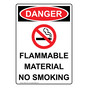 Portrait OSHA DANGER Flammable Material No Smoking Sign With Symbol ODEP-3125