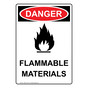 Portrait OSHA DANGER Flammable Materials Sign With Symbol ODEP-3140