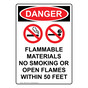 Portrait OSHA DANGER Flammable Materials Sign With Symbol ODEP-3165