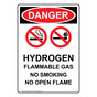 Portrait OSHA DANGER Hydrogen Flammable Sign With Symbol ODEP-3930