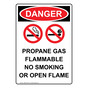 Portrait OSHA DANGER Propane Gas Flammable Sign With Symbol ODEP-5392