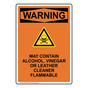 Portrait OSHA WARNING May Contain Alcohol Sign With Symbol OWEP-30426