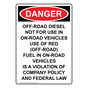 Portrait OSHA DANGER Off-Road Diesel Not For Use In Sign ODEP-31164