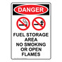 Portrait OSHA DANGER Fuel Storage Area No Sign With Symbol ODEP-3310