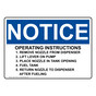 OSHA NOTICE Operating Instructions 1. Remove Nozzle Sign ONE-31168