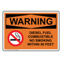 OSHA WARNING Diesel Fuel Combustible No Smoking Sign With Symbol OWE-33470
