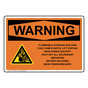 OSHA WARNING Flammable Storage Building Fuel Sign With Symbol OWE-33484