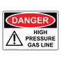 OSHA DANGER High Pressure Gas Line Sign With Symbol ODE-3670