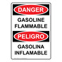 English + Spanish OSHA DANGER Gasoline Flammable Sign ODB-16411
