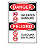 English + Spanish OSHA DANGER Unleaded Gasoline Sign With Symbol ODB-3357