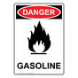 Portrait OSHA DANGER Gasoline Sign With Symbol ODEP-3340
