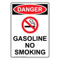 Portrait OSHA DANGER Gasoline No Smoking Sign With Symbol ODEP-3350