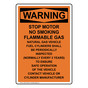 Portrait OSHA WARNING Stop Motor No Smoking Flammable Sign OWEP-31296