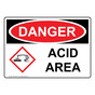 OSHA DANGER Acid Area Sign With GHS Symbol ODE-27826