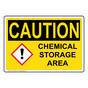 OSHA CAUTION Chemical Storage Area Sign With GHS Symbol OCE-27835