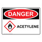 OSHA DANGER Acetylene Sign With GHS Symbol ODE-27823