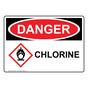 OSHA DANGER Chlorine Sign With GHS Symbol ODE-38007
