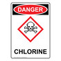 Portrait OSHA DANGER Chlorine Sign With GHS Symbol ODEP-27836