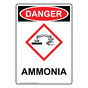 Portrait OSHA DANGER Ammonia Sign With GHS Symbol ODEP-37996