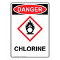 Portrait OSHA DANGER Chlorine Sign With GHS Symbol ODEP-38007