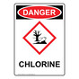 Portrait OSHA DANGER Chlorine Sign With GHS Symbol ODEP-38011