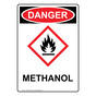 Portrait OSHA DANGER Methanol Sign With GHS Symbol ODEP-38553