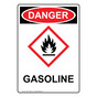 Portrait OSHA DANGER Gasoline Sign With GHS Symbol ODEP-38582