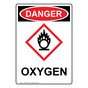 Portrait OSHA DANGER Oxygen Sign With GHS Symbol ODEP-38630