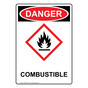 Portrait OSHA DANGER Combustible Sign With GHS Symbol ODEP-27839
